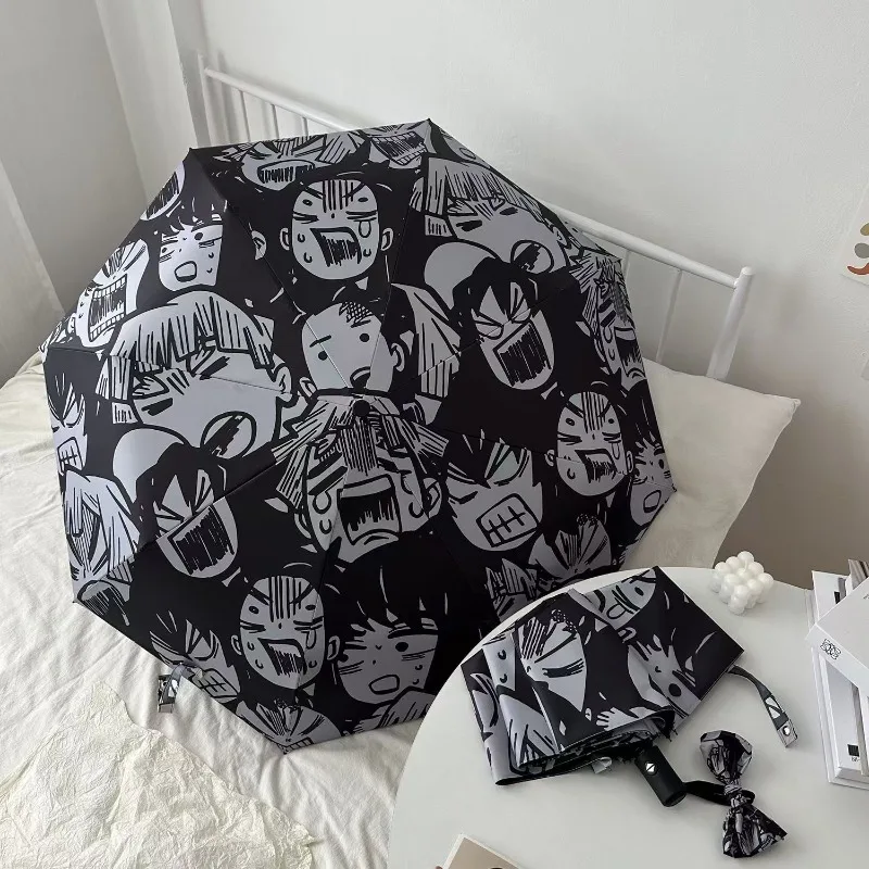 

New Demon Slayer anime creative Tanjiro Yadouzi three-fold umbrella kawaii fully automatic vinyl anti-UV rain or shine umbrella