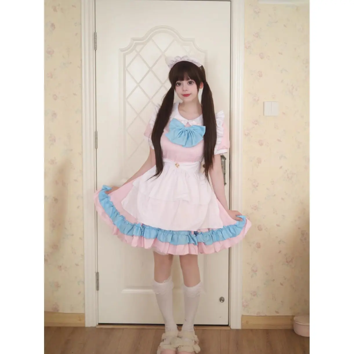

Японская милая девушка, горничная, косплей, костюм на Хэллоуин, юбка, реквизит для кукольного домика, Fem Waitr Lolita Dr Women