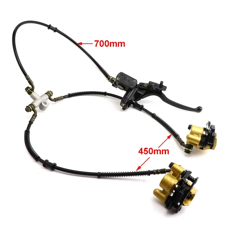 Front Twin Disc Brake Master Cylinder Hydraulic Caliper Assembly for 50cc-125cc ATV Quad Go-Kart Buggy - Complete Brake System U