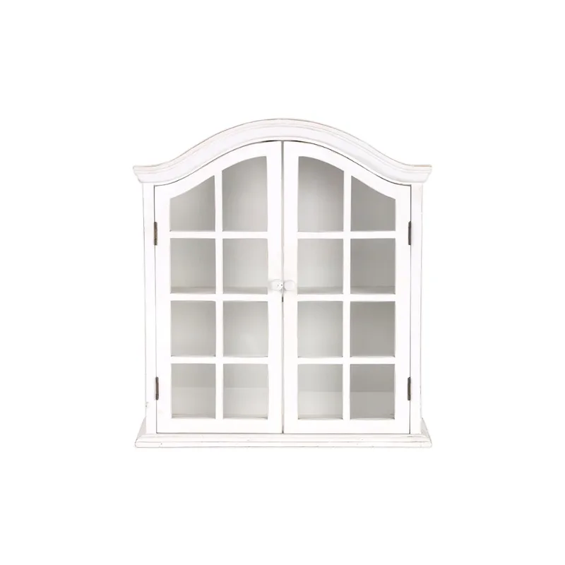 American style wood capaciousness storage cabinet wall retro glass door desktop Locker for Living room bedroom Furniture