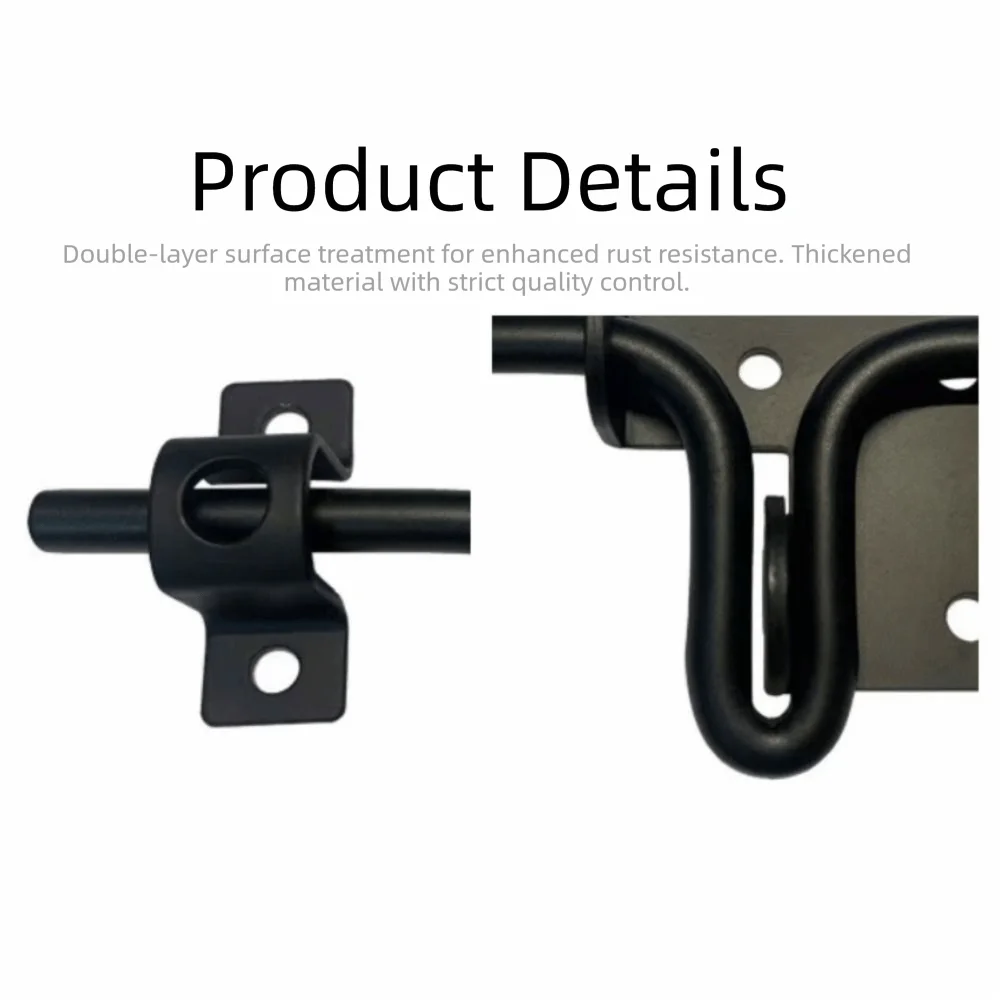 Stainless Steel Security Door Lock Keyhole Design Black Finish Plug Tenon Easy To Install No Battery Required Garden Gate Lock