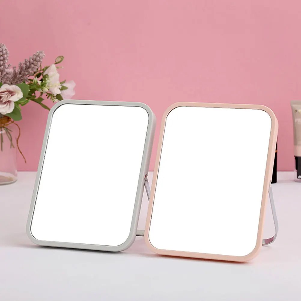 

Tabletop Makeup Mirror Premium Small Square Desktop Mirror for Girls Portable Stand Bathroom Shaving Vanity Multi