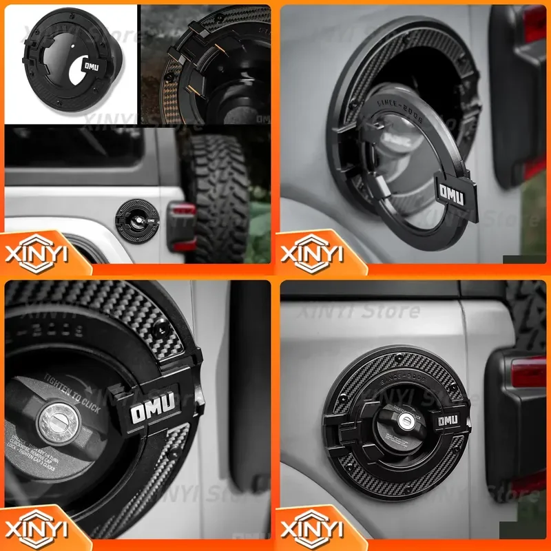 for Lantsun OMU008 1Pcs External Fuel Tank Cap Cover Aluminum-magnesium Alloy for Jeep for Wrangler JL 2018+