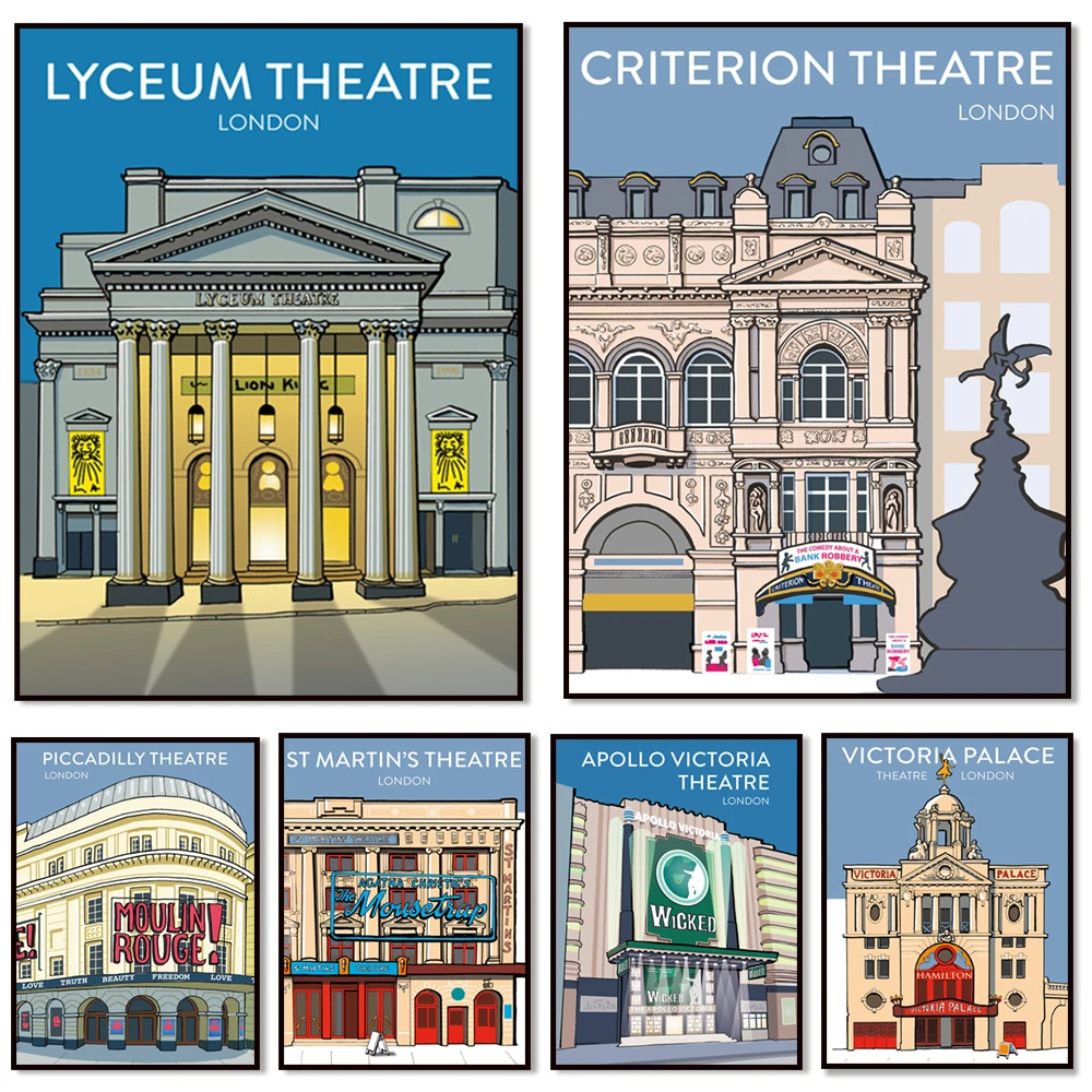 Hamilton, Teatro del Palacio Victoria de Londres, Teatro de Londres Drury Lane Royal, Teatro de Piccadilly, Póster de viaje de London Moulin Rouge