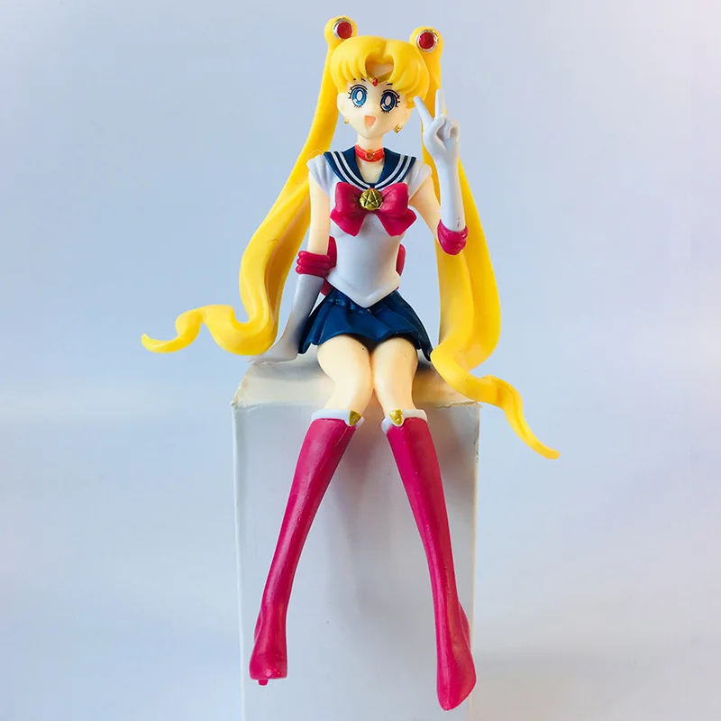 1 unidad Muñeca de PVC de Sailor Moon de 14 cm, Juguete para niña, Decoración para tartas, Figura de acción, Adorno para coche, Juguete