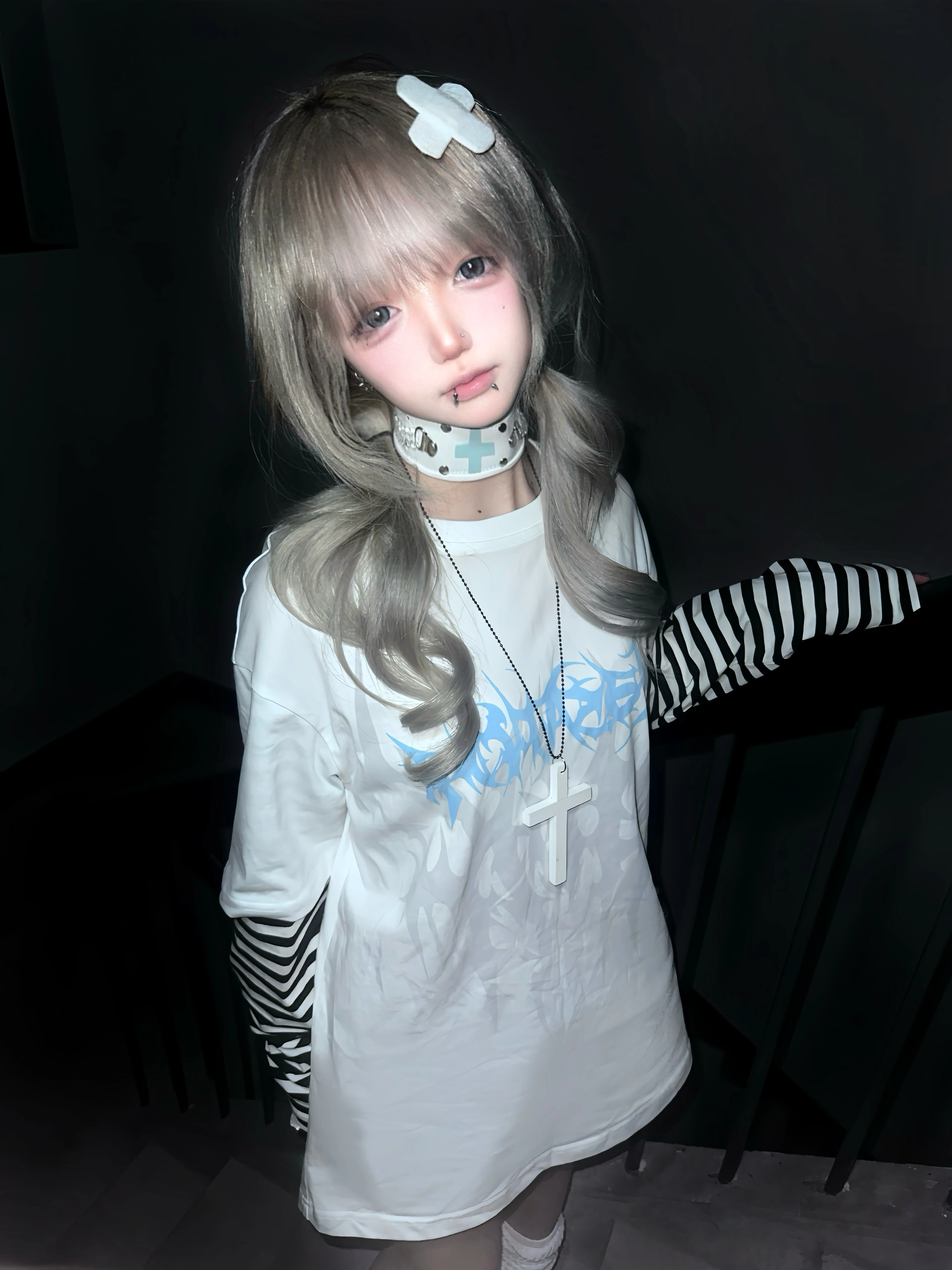 Japanese Mine Style Subculture Harajuku Fake Two-piece Splicing Long Sleeve Round Neck Loose Casual T-shirt Top For Women Autumn image 3