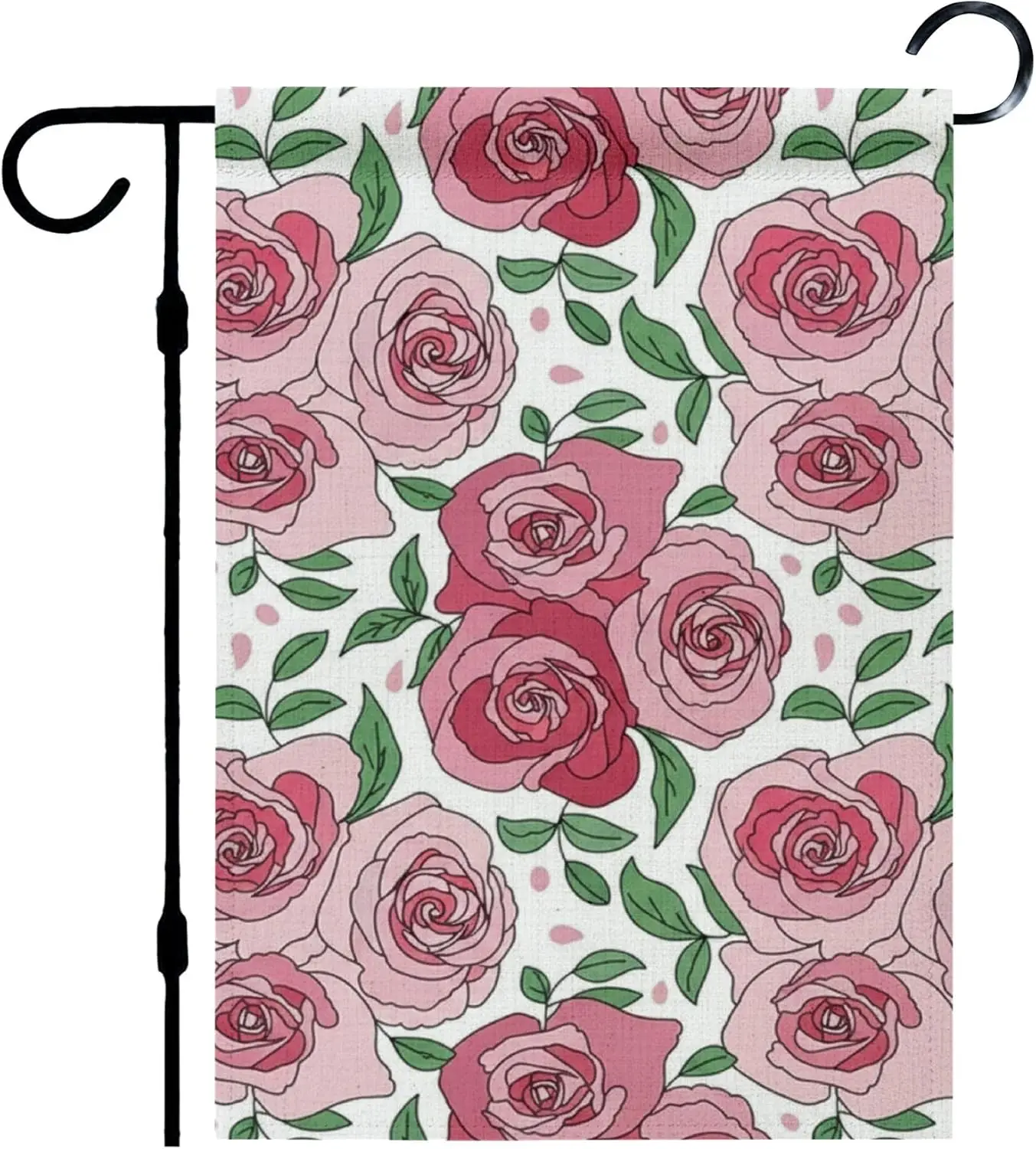 Garden flags retro roses valentine for woman garden flag 12x18 in outside flags for outdoor linen fade resistant flag decora ZZM