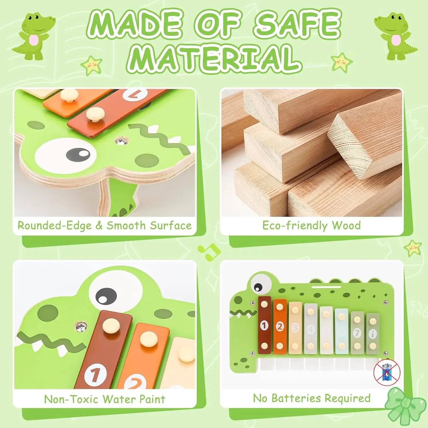 Set di strumenti musicali in legno Kit musicale con tastiera di pianoforte Xilofono Giocattoli sensoriali educativi prescolari