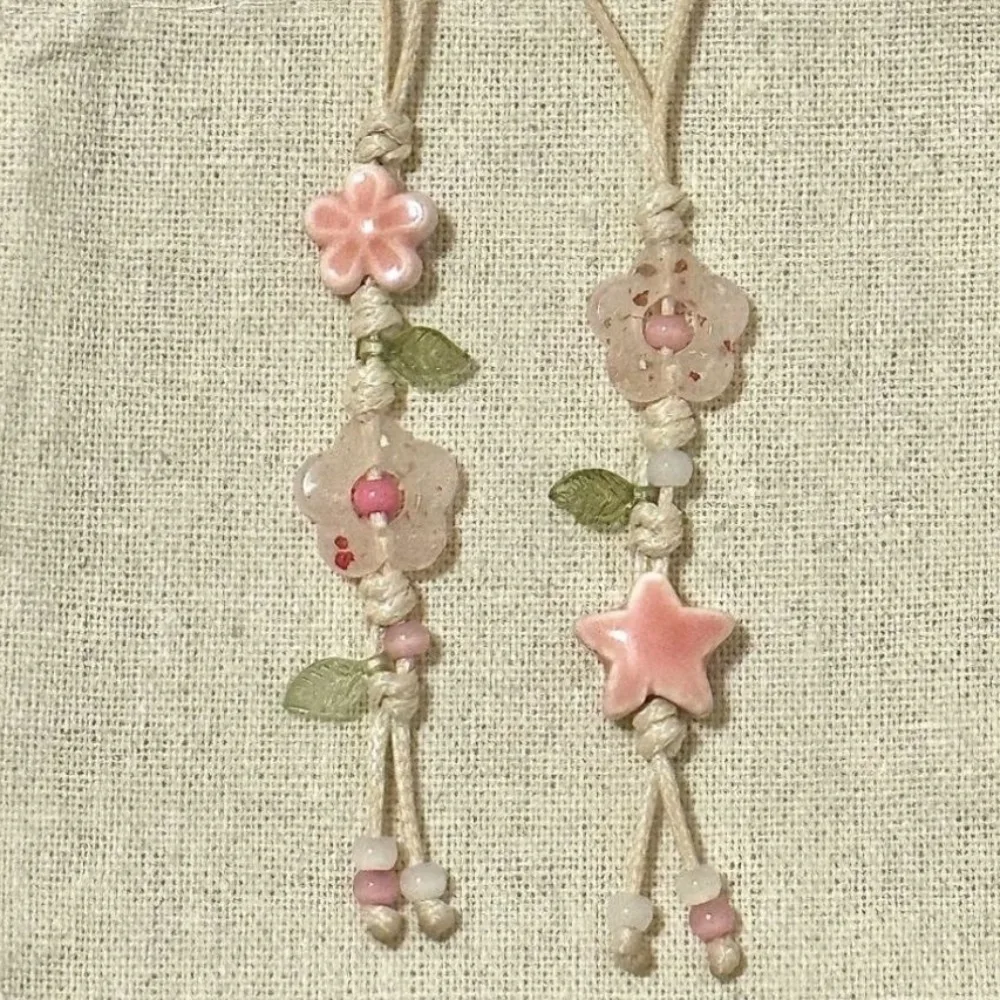 귀여운 별꽃 폰 참 스트랩 카와이 세라믹 비즈 폰 끈 파스텔 색상 소녀 가방 카메라 펜던트... - 5