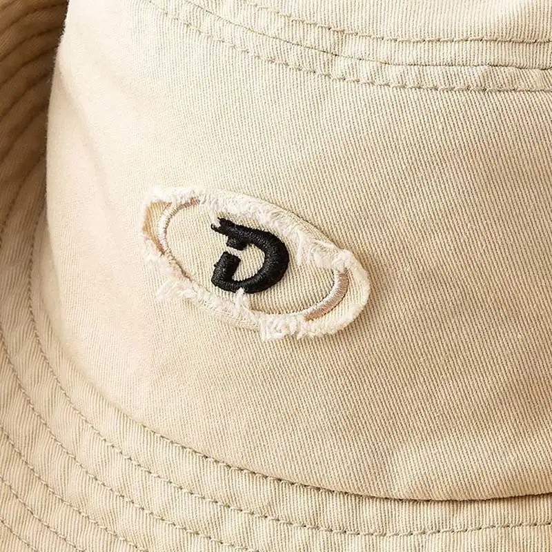 Retro Women Bucket Hat Letter Embroidery Cotton Wash Western Cowgirl Hat Breathable Foldable Outdoor Hiking Large Brim Sun Hat