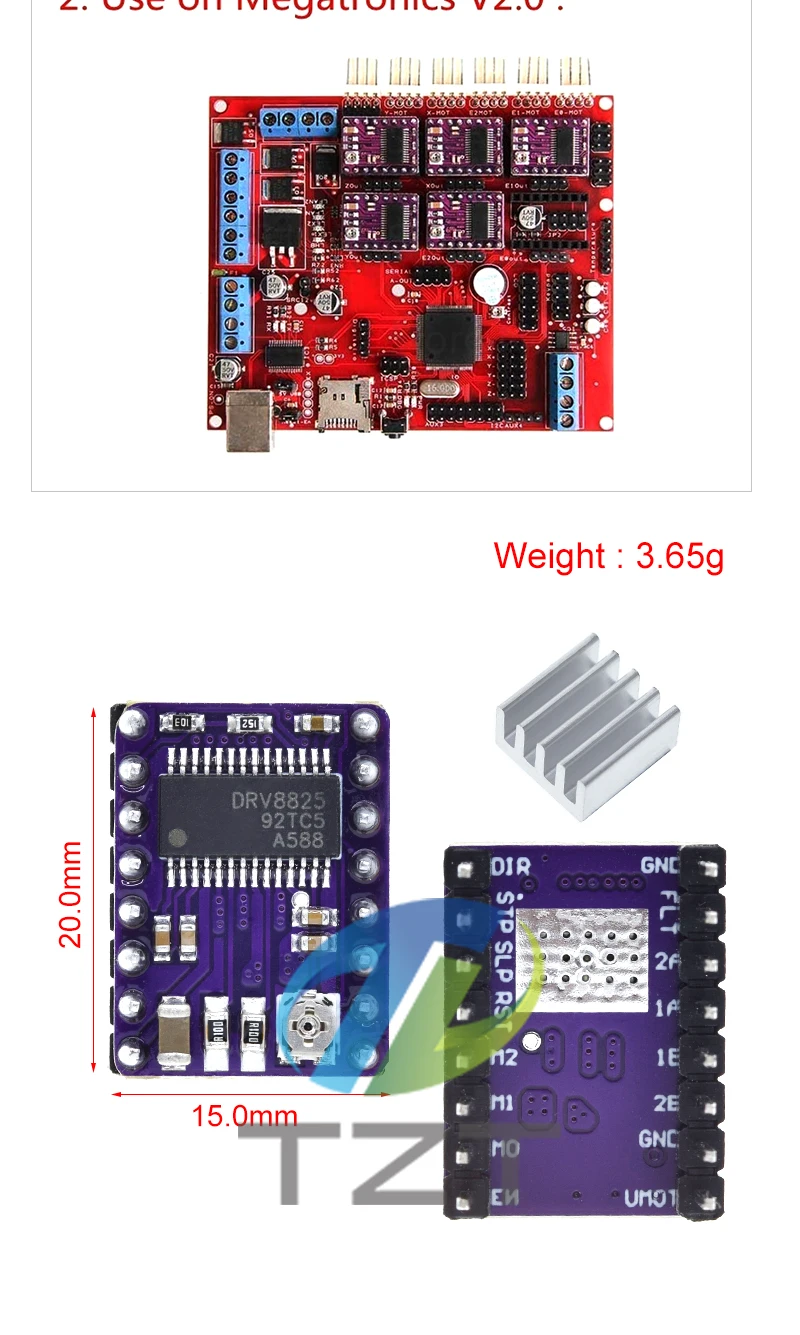 1/3PCS 3D-Drucker-Teile StepStick A4988 DRV8825 Schrittmotortreiber mit Kühlkörperträger Reprap RAMPS 1.4 – Detail 5