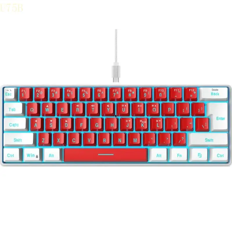 

U75B USB Keyboard Lightweight Plastic Keyboard 61 Keys RGB Backlit for Computer