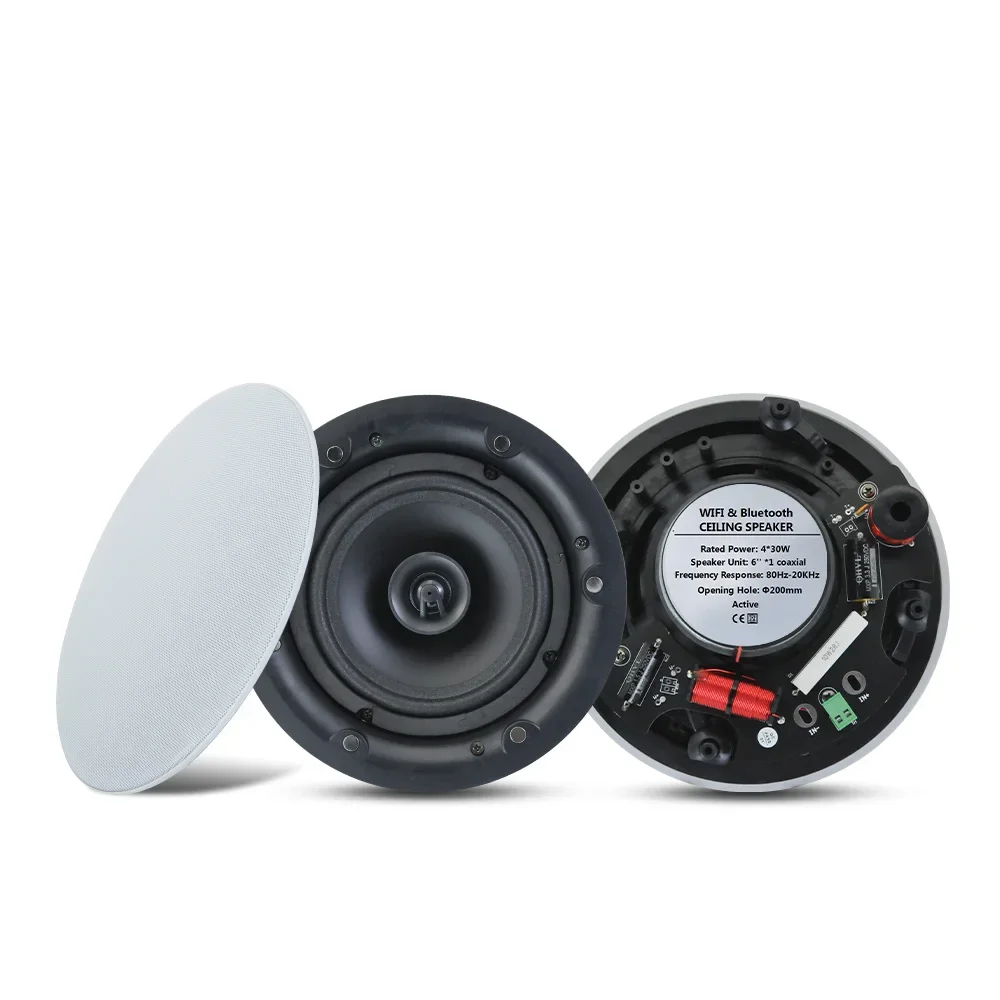 2 pçs alto-falante de teto 6 polegada bluetooth wifi classe d amplificador alta fidelidade estéreo sistema som cinema em casa para sala estar