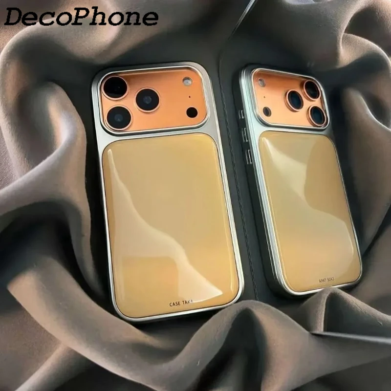 Capa de Telefone Coreana com Efeito de Cor e Revestimento Eletroplástico para iPhone 17 Air 16 15 14 13 12 11 Pro Max Plus Y2K Anti Queda