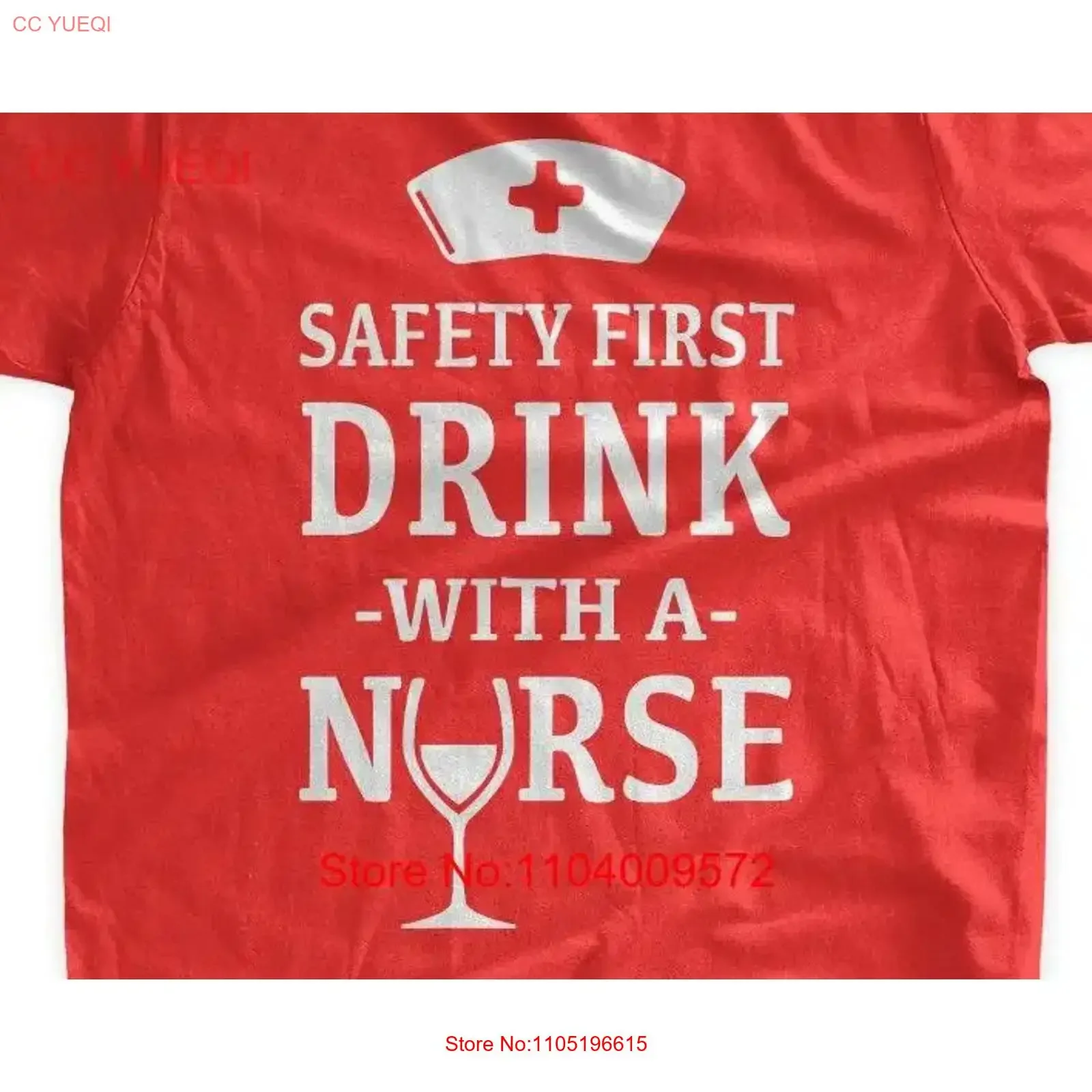 Safety First Drink With A Nurse T Shirt Nursing RPN RN Wine Glass Nurses Cap Funny Family Mens Ladies Womens vintage Washed