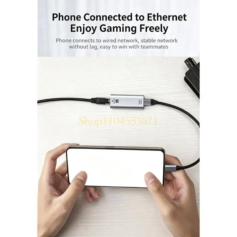 Best Seller RJ45 Female Ethernet Bridge for Compatible USB C Equipment, Three Speed Support, No Separate Driver Installation and
