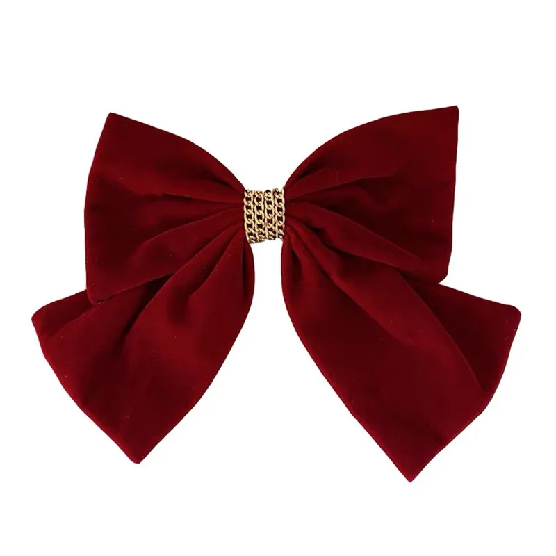 Aksamitna kokardka z klipsem Kobiety Dziewczyny Eleganckie spinki do włosów Vintage Czarne wino Czerwone kokardki Spinka do włosów Prom Akcesoria do włosów — zdjęcie 2