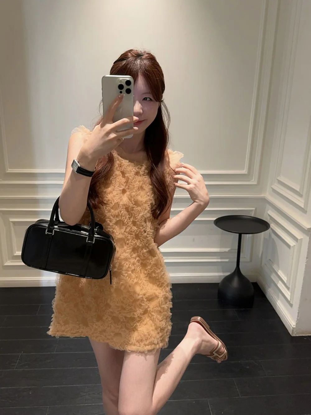 Abito a canotta in rete trasparente 2025 Estate 3D Design floreale Hedonism Estetico senza maniche Mini Coquette Moda Donna Outfit