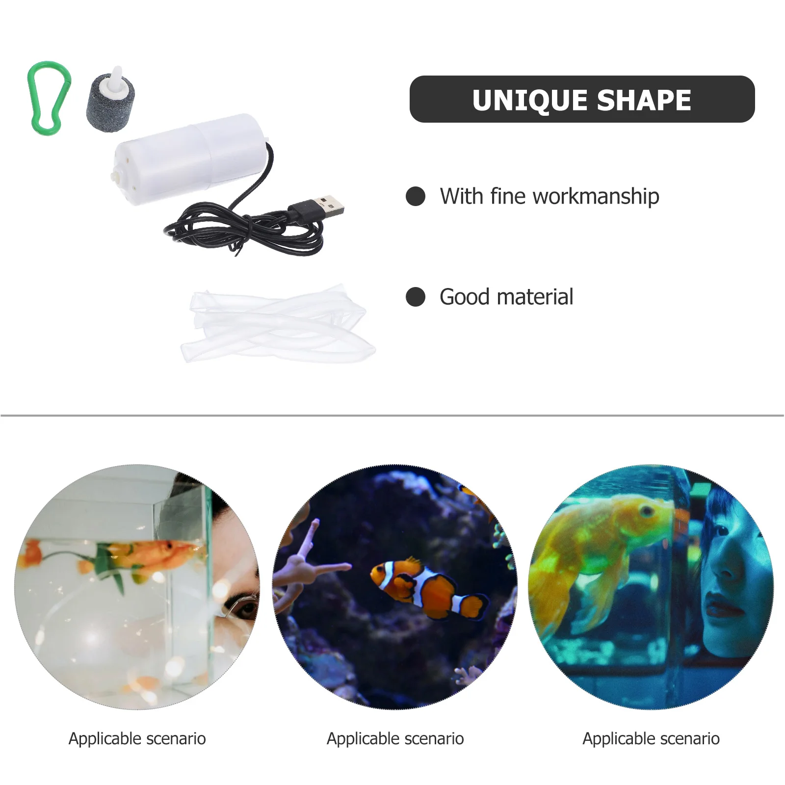 USB Portable Fish Tank Farming Aquarium Supplies Small Oxygen Pump (white) Bubbler Compressor Aerator Supply Backpack