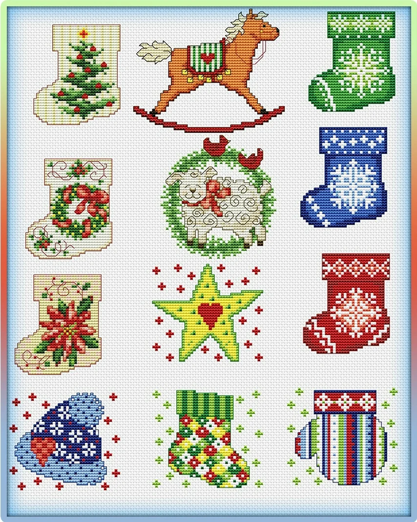 

Качественные красивые наборы для вышивки счетным крестом, вышитые украшения для дома, носки, перчатки, комбинация 36-43