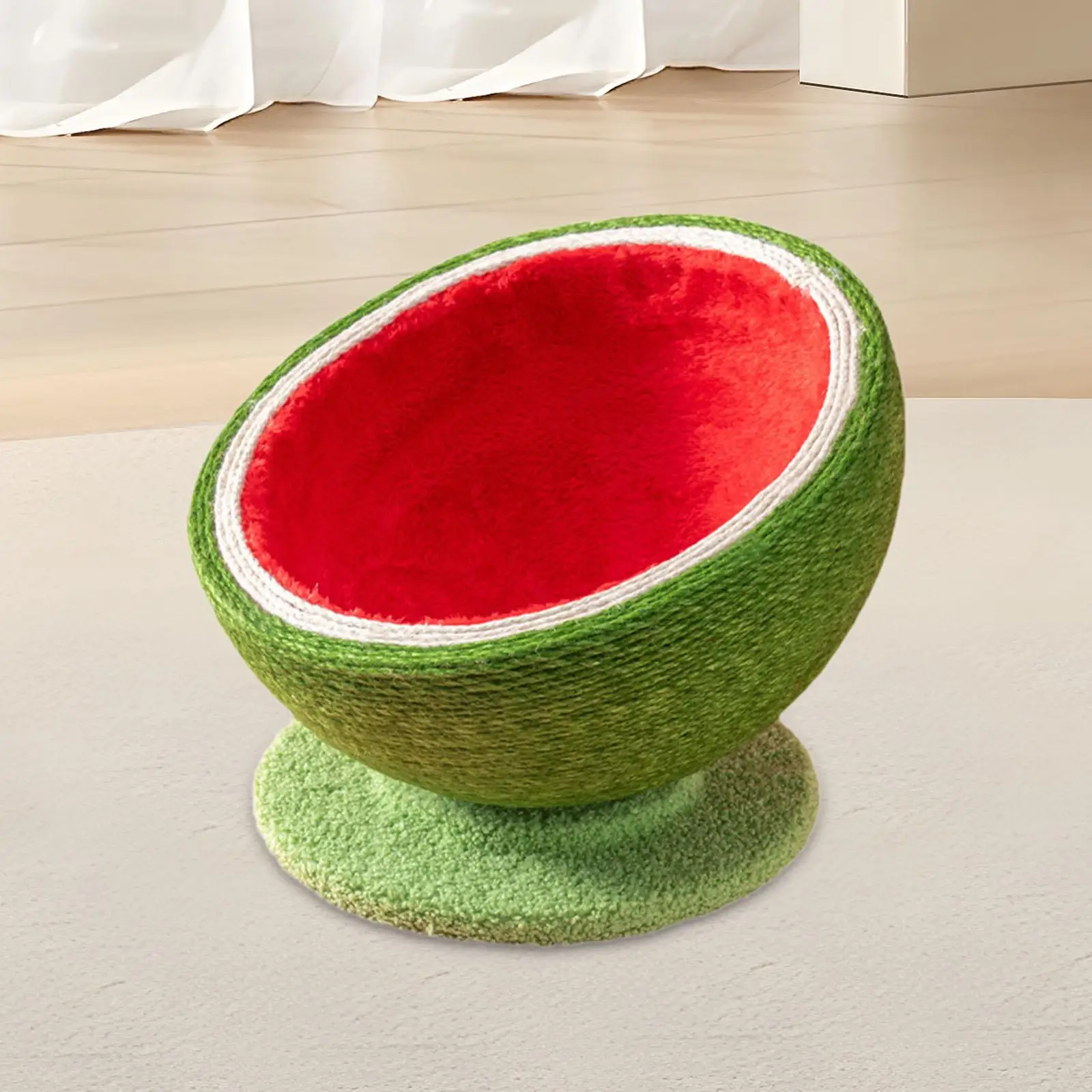 

Watermelon Cat Scratcher Board, Cat Scratching Bowl, Wear Resistant Sisal Cat Scratcher Bed for Grinding Claws