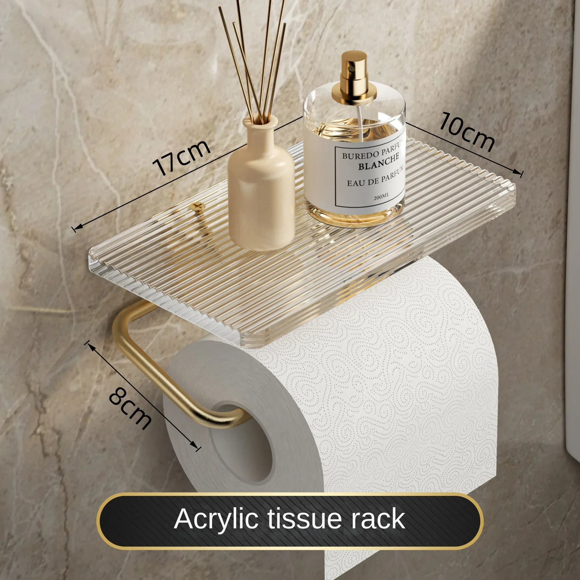 

DurableLuxury Toilet Tissue Box Punch-free Roll Paper Rack Toilet Paper Rack Toilet Paper Box Acrylic Tissue Holder Storage