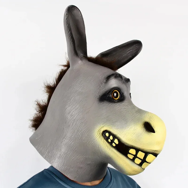 ♥   2025 novo shrek burro halloween novidade traje de luxo festa cosplay látex máscara cabeça animal adulto ★ ☆ ly99
