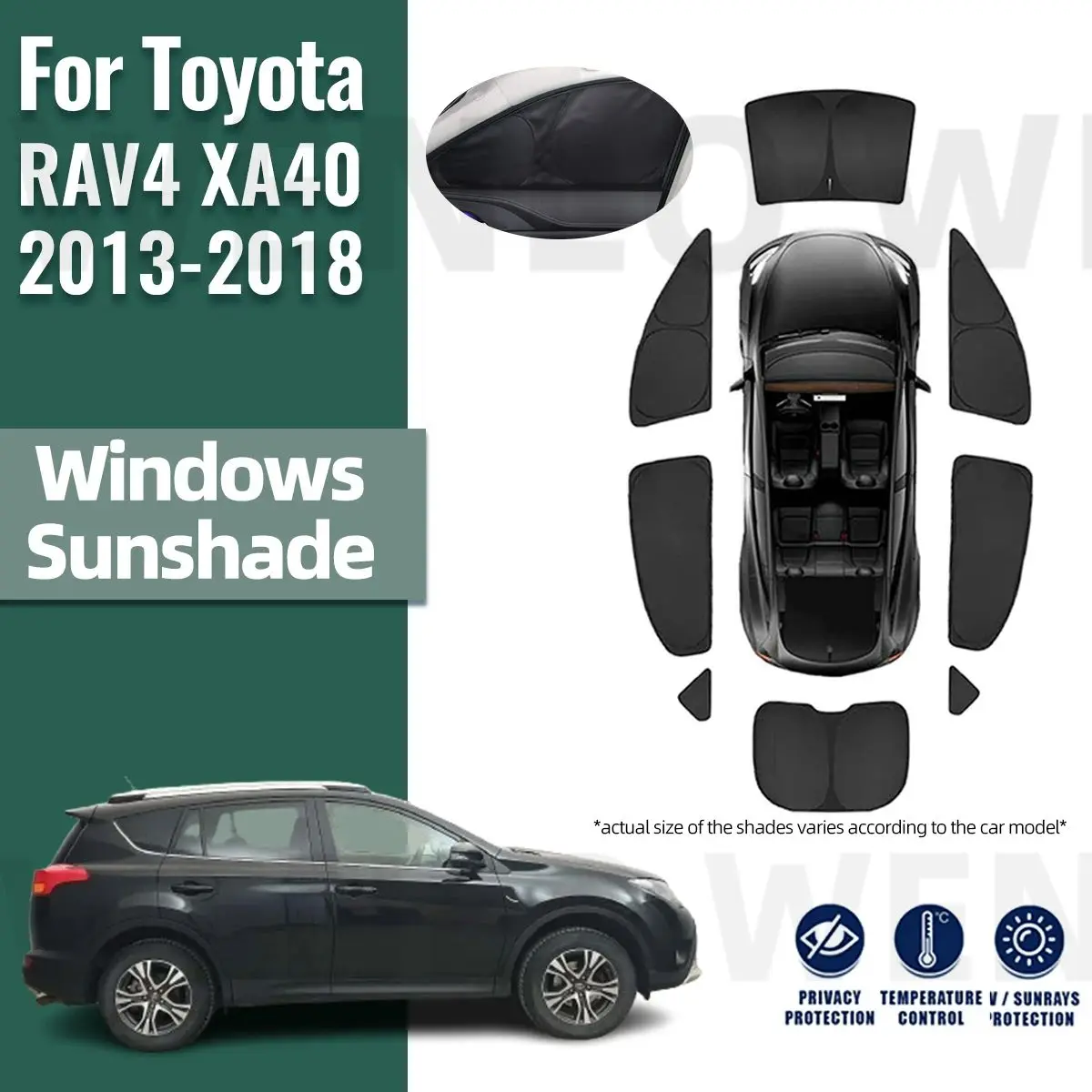 For Toyota RAV4 XA40 2013-2018 Full Cover Car Sunshade Shield Front Windshield Frame Curtain Rear Side Window Sun Shades Visor