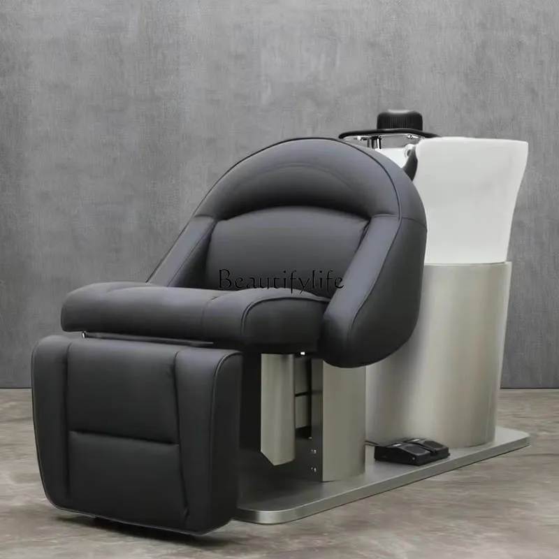 02**Japanese-style electric lift barber shop semi-lying flush bed for high-end hair salons