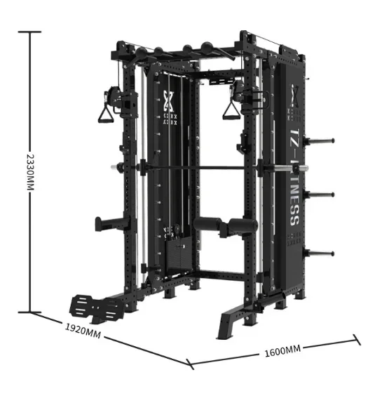 2024 hot selling commercial fitness equipment smith machine with weight stack multi functional cable crossover gym squat rack