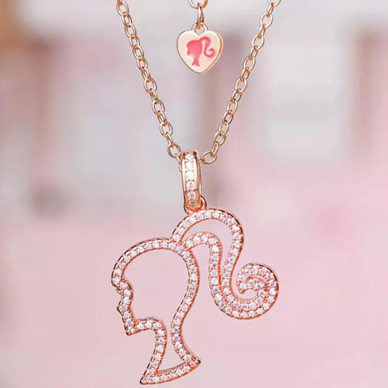 Hot Barbie Creative Necklace for Girls Creative Pendant Alloy Necklace for Women Fashion Jewelry Accessories Birthday Gifts