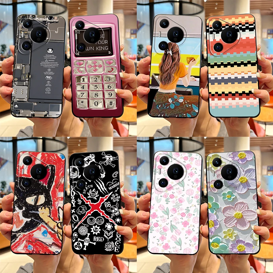 For Huawei Pura 70 Pro Case Stylish Pattern Shockproof Slim Soft Silicone Phone Cover For Huawei Pura 70 Pura70 Pro Plus Fundas