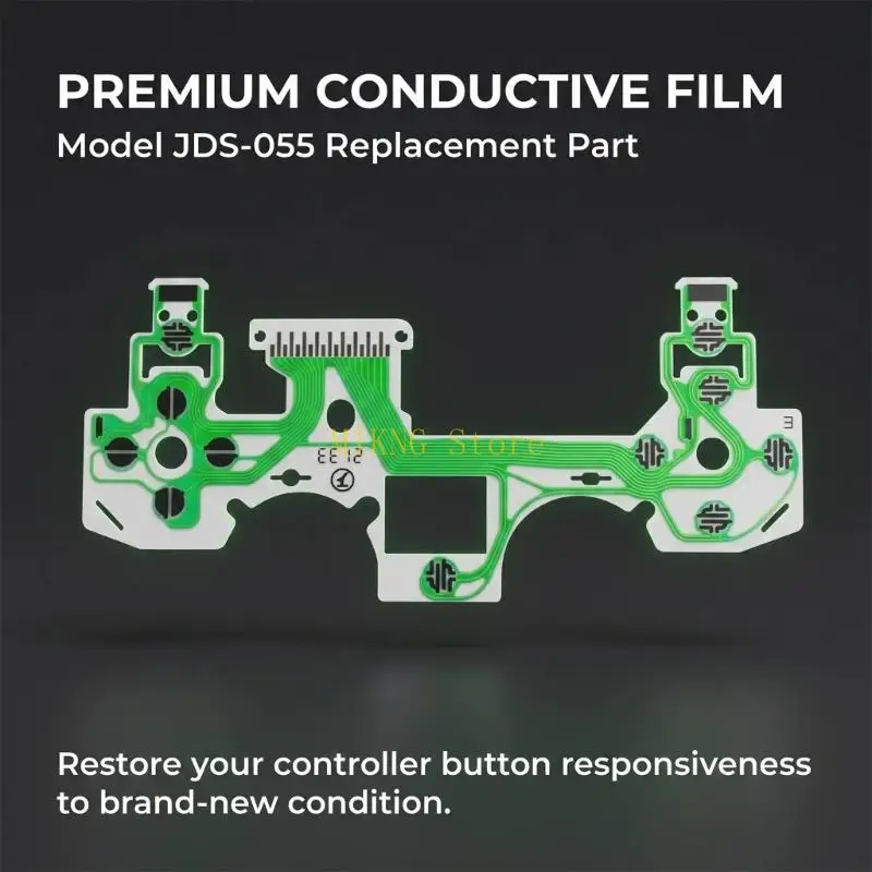 JDS-055 Internal Contact Film Repair Part, Polyimide Button Circuit Replacement Layer for Controller Service, Green 10 Pack