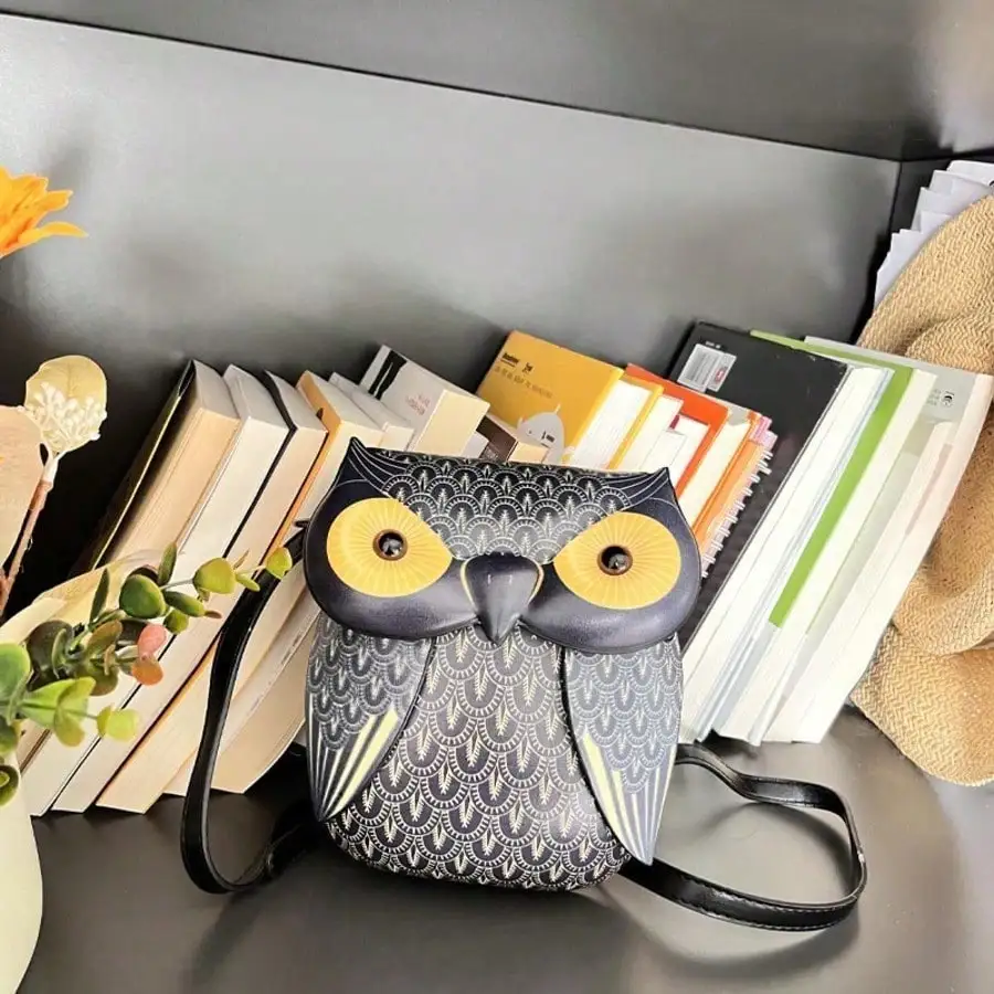 

Mini Owl Shaped Crossbody Bag Retro Casual Animal Print Shoulder Bag Fashionable And Cute Cartoon PU Bag