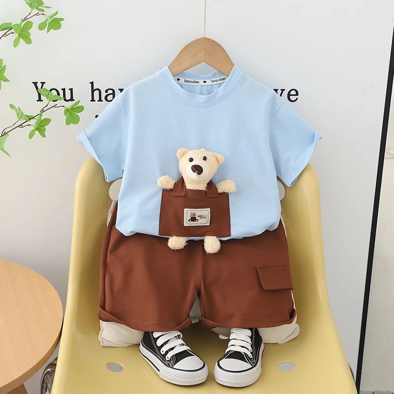 New Summer Toddler Baby Boys Clothing Suits Children Cartoon T shit Shorts 2PCS Set Kids Baby Clothes Outfits