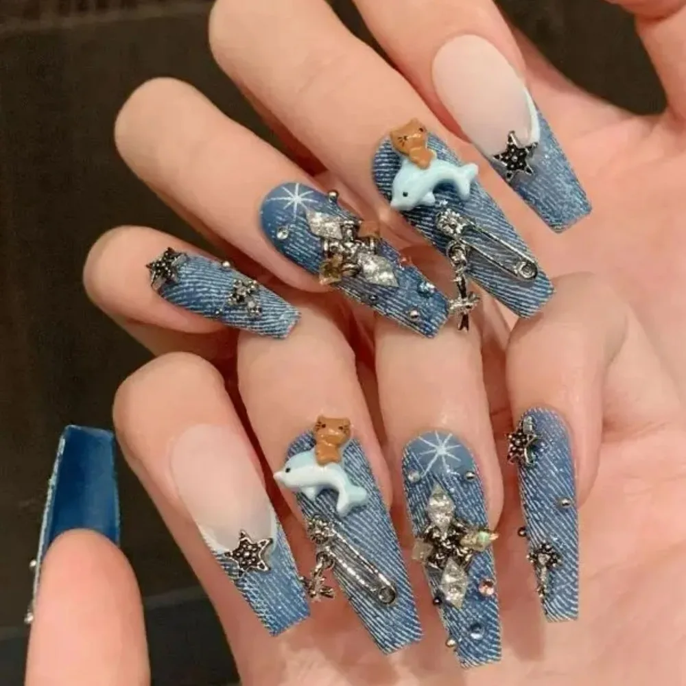 1 Box Nail Art Folien-Transferpapier, rosa Gittermuster, Nagelstempelaufkleber, süße Maniküre-Abziehbilder im Cowboy-Stil für DIY-Nagel