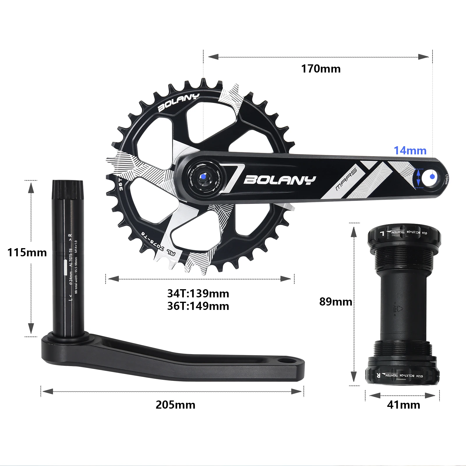 Popular Bolany CNC Direct Mounted 34T/36T Hollow Chainwheel Left and Right Cranks Single Disc for BMX Moutain Bicycle Road Bike