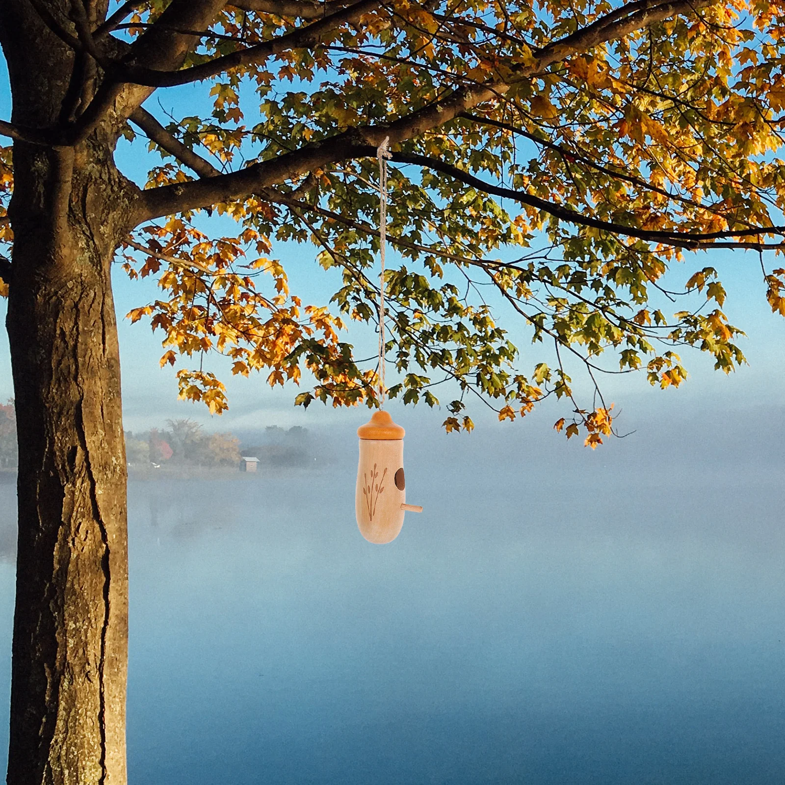 

1pc Mushroom Hummingbird House Wooden Birdhouse For Garden Decor Outdoor Hanging Nest Pendant Feeder Gardening Accessories Tiny