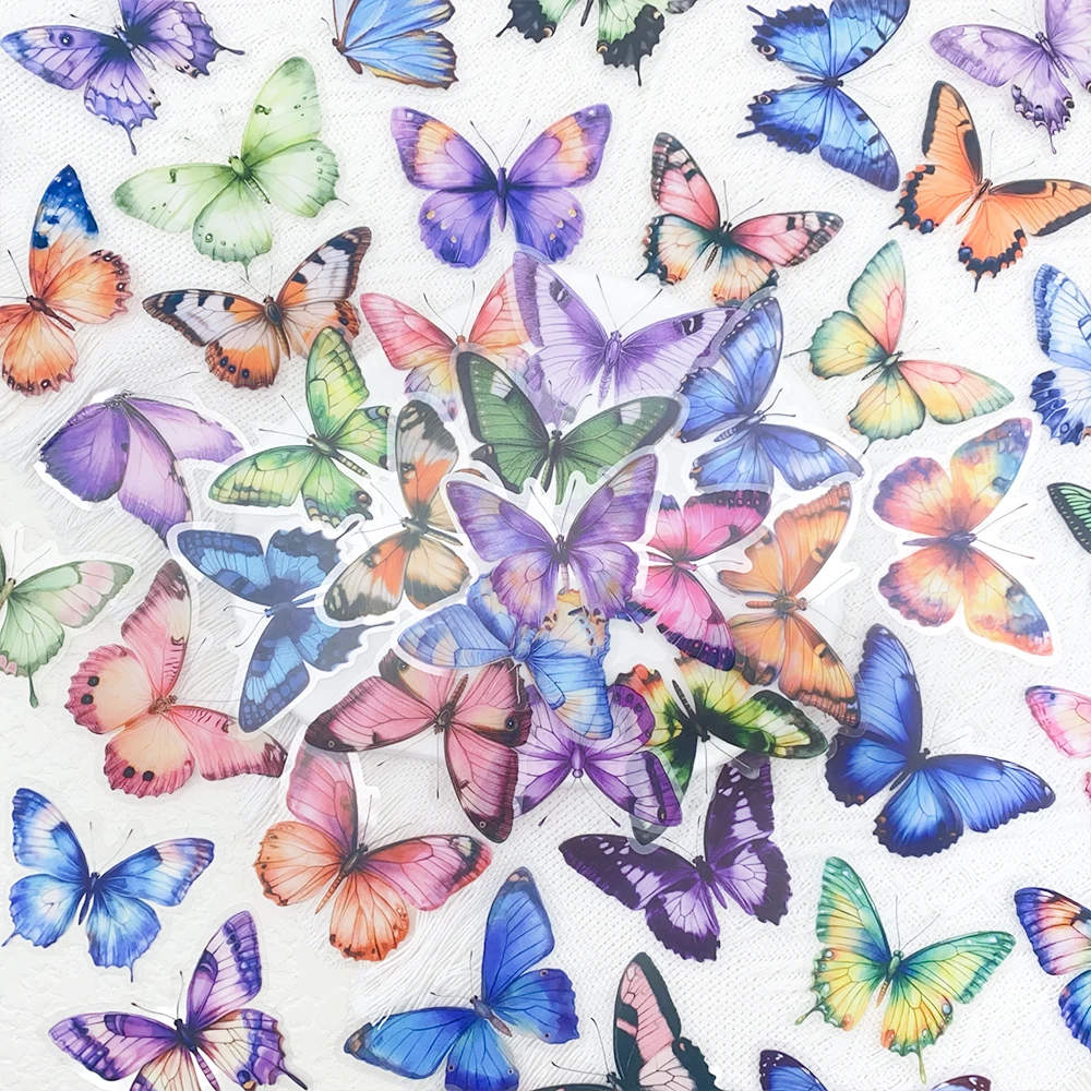 

50/250 шт., красочные бабочки, прозрачные наклейки для домашних животных, наклейки для телефона, ноутбука, чемодана, стены, сделай сам, эстетические наклейки