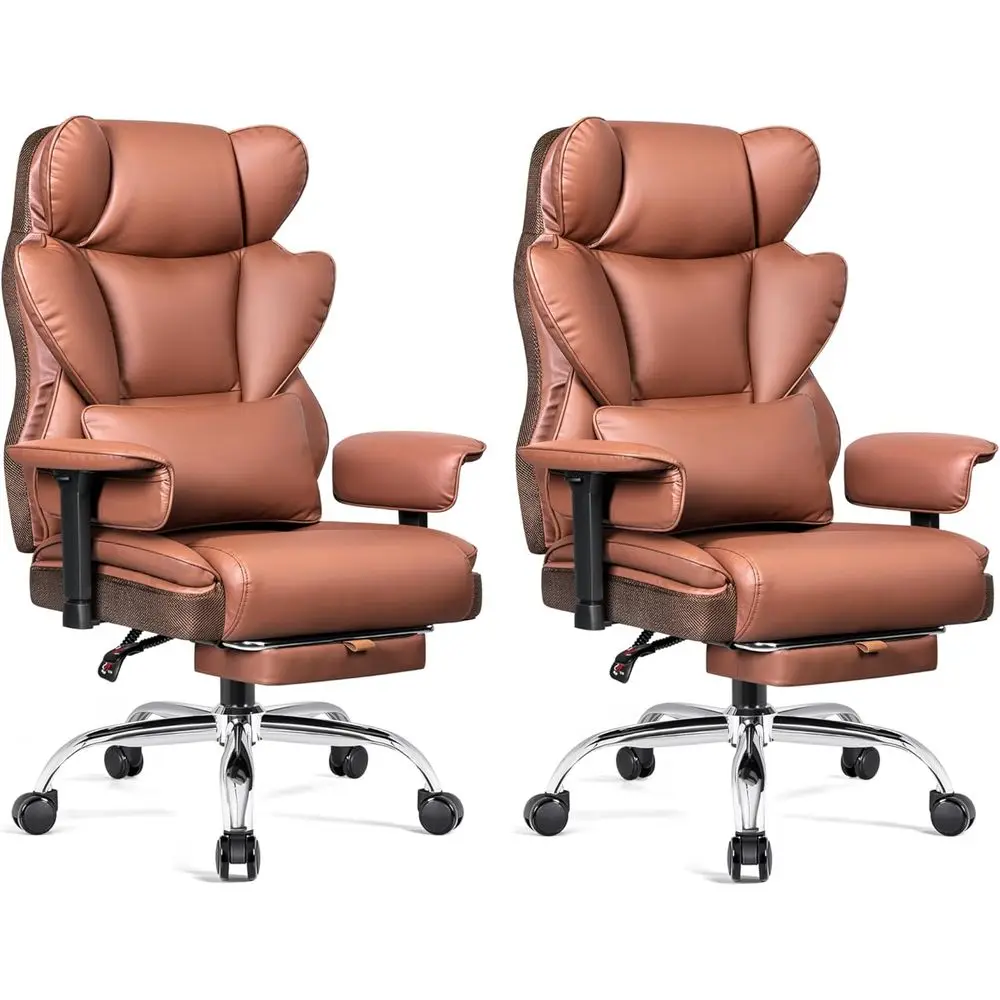 

Ergonomic High-Back Executive Office Chair for Heavyweight Users - 400 lbs Capacity, Wide Padded Seat, Brown, 2-Pack