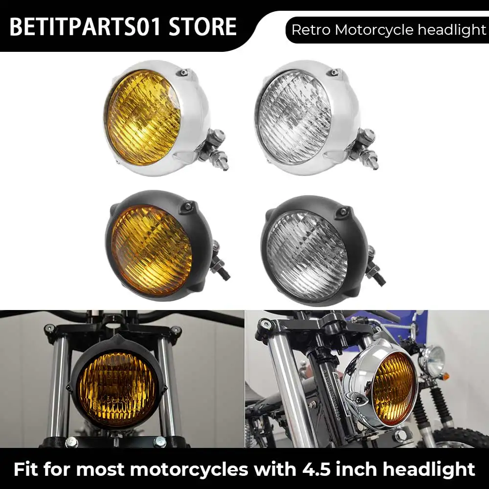 

Фара 12В для мотоциклов Harley, Kawasaki, Honda, Yamaha, Suzuki: чопперы, кафе-рейсеры, бобберы, круизеры, ретро-модели (дальний/ближний свет)