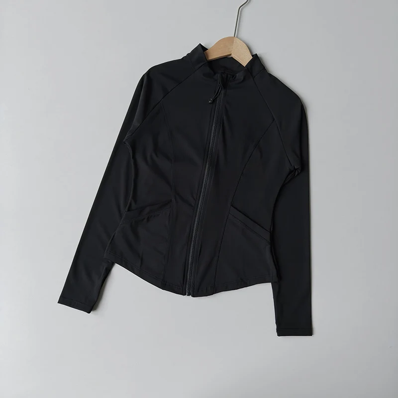 

Профессиональная быстросохнущая спортивная солнцезащитная куртка для женщин, облегающие топы на молнии с длинными рукавами для бега, тренажерного зала, женская одежда для йоги