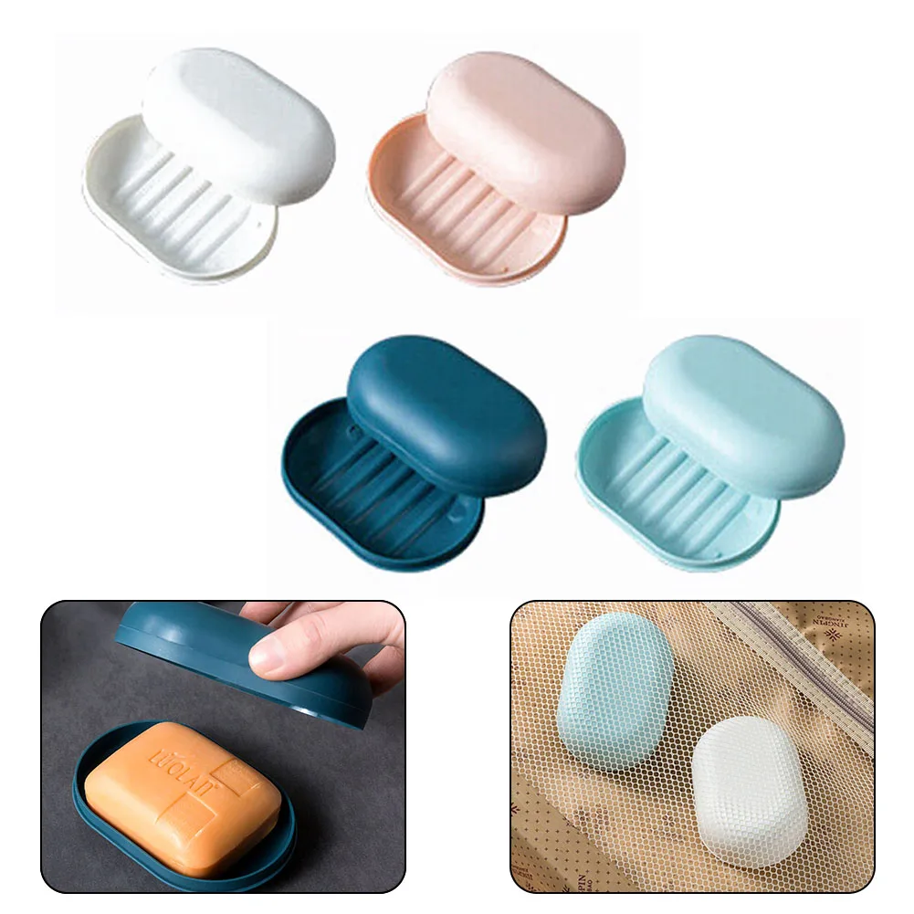 Bathroom Shower Soap Box Oval Soap Dish With Lids Small Soap Tray Dish Storage Holder Bathroom Supplies