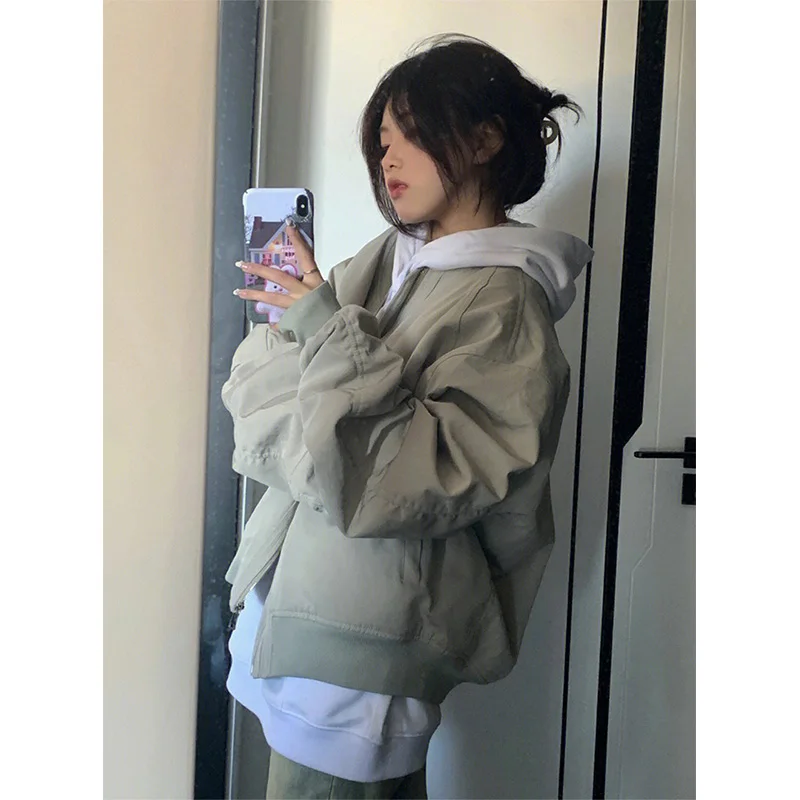 

Ort Thiened Хлопковая бейсбольная куртка женская маленького размера осень-зима шикарное верхнее пальто V-Ne на молнии обычная длина све