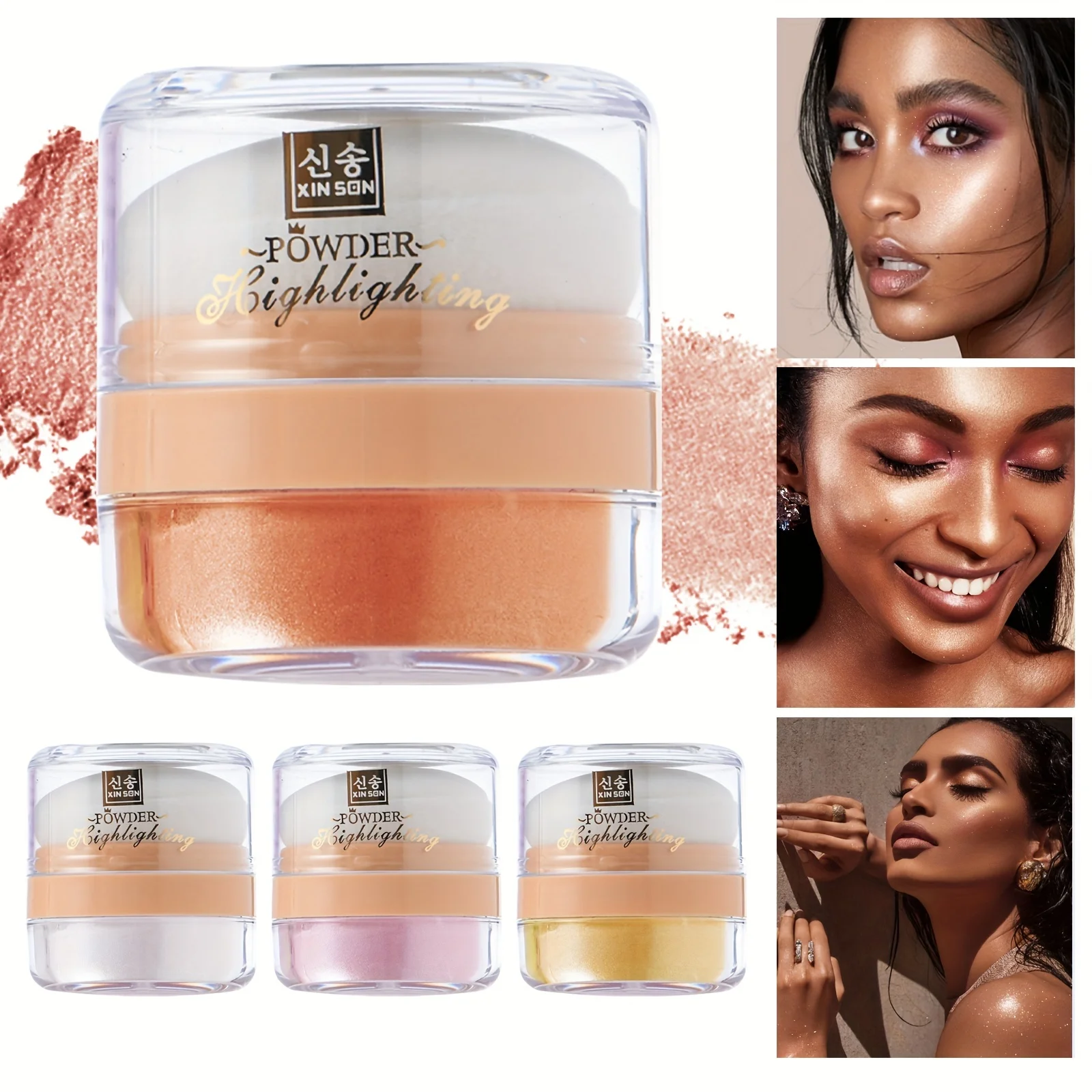 Resaltador de hadas en polvo, polvo para accarar, ilumina el cuerpo, colorete facial, maquillaje resaltador en polvo con brillo