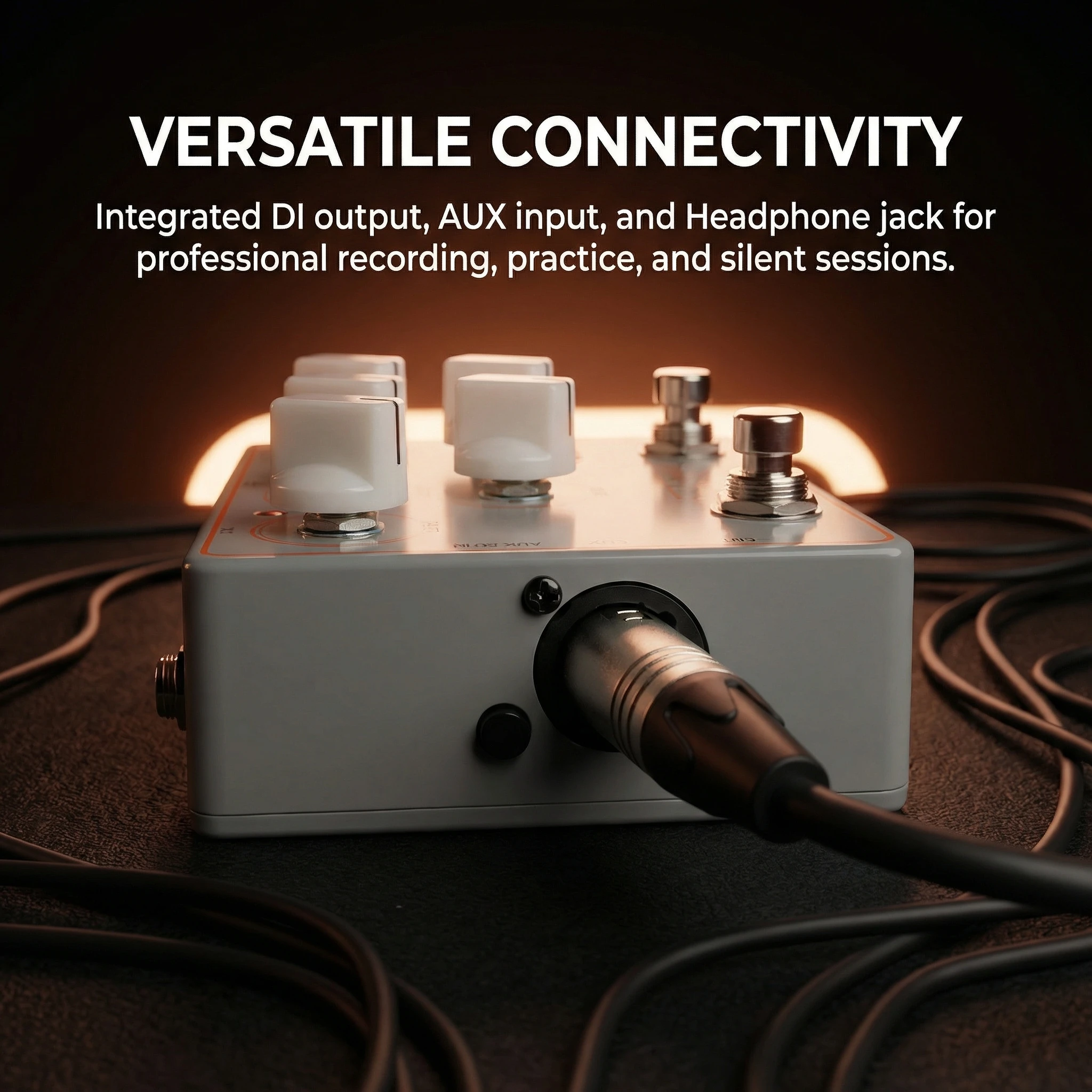 Moskyaudio 4-in-1 SUPER AMP Simulation Guitar Pedal Amplifier Box DI Headphone AUX Input Speaker Sim Preamp Effect for Bass