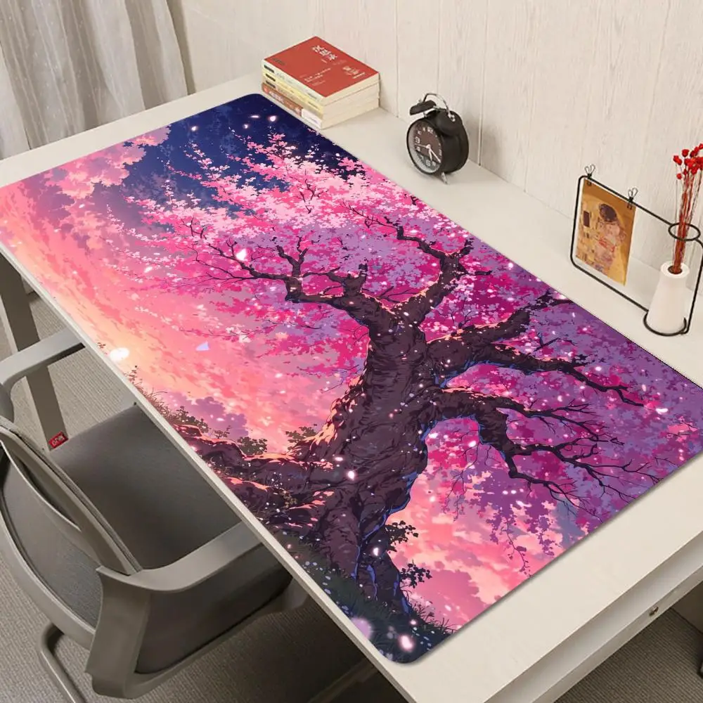 Tapis de souris arbre de fleurs de cerisier tapis de souris de jeu antidérapant multi-tailles Gamer e-sports tapis de souris jeu clavier mécanique tapis de bureau XXL
