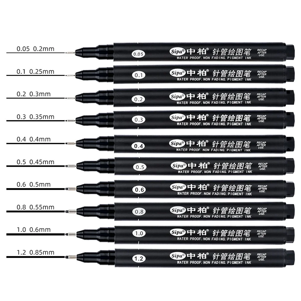 NOCM  8Pcs Black Thin Liner Pens Mini Liner Fineliner Drawing Pens for Artist Illustration Technical Drawing Documents