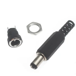 2/5/10Pair 5.5x21mm Dc Power Male Female socket Adapter 12V 55*2.1mm DC Power Suppl Plug lack Screw Nut Panel Mount Connector