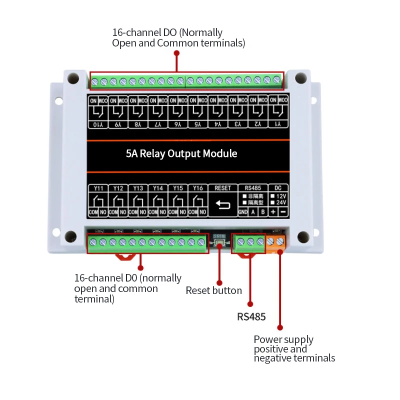 Relay Output Module (Digital/Switching Output, RS-485 Communication, I/O Expansion Board, PLC Control Board, Modbus)